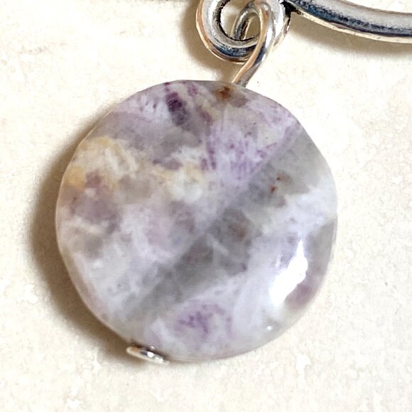 2/$20, Genuine Purple Opalized Fluorite Triqueta Sterling Silver Earrings - Picture 3 of 9